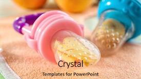  Presentation with premature baby - Theme enhanced with baby's nibblers and bib background and a  colored foreground