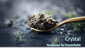  Presentation with high quality - PPT layouts consisting of nutrition - black caviar in a spoon background and a tawny brown colored foreground