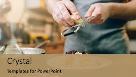  Presentation with chef - Cool new slide deck with nutrition - chef grates cheese backdrop and a coral colored foreground