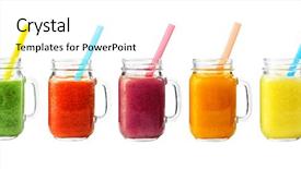  Presentation with smoothie - Slide set having nutrition - collage of glass jars background and a cool aqua colored foreground