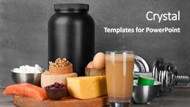  Presentation with protein - Audience pleasing slides consisting of nutrition - composition with protein shake powder backdrop and a dark gray colored foreground