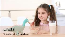  Presentation with dinosaur - Colorful PPT theme enhanced with nutrition - cute little girl playing backdrop and a lemonade colored foreground