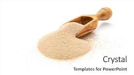  Presentation with yeast - PPT theme featuring nutrition - dry yeast in wooden scoop background and a white colored foreground