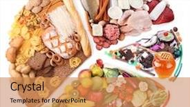  Presentation with pie chart - Audience pleasing slides consisting of nutrition - food for a balanced diet backdrop and a coral colored foreground