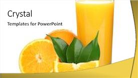  Presentation with orange juice - Audience pleasing PPT theme consisting of nutrition - fresh orange juice with fruits backdrop and a white colored foreground