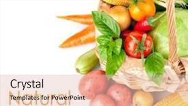  Presentation with green leaves - Beautiful PPT theme featuring nutrition - fresh vegetables with green leaves backdrop and a lemonade colored foreground