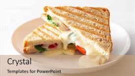  Presentation with white cheese - Colorful slide set enhanced with nutrition - grilled cheese and tomato sandwich backdrop and a coral colored foreground