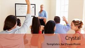  Presentation with diet - Audience pleasing presentation theme consisting of nutrition - group of overweight people attending backdrop and a coral colored foreground