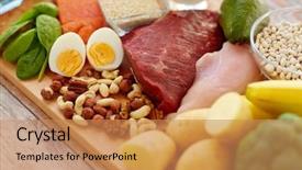  Presentation with protein - Slide deck enhanced with nutrition - healthy eating and diet concept background and a coral colored foreground