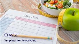  Presentation with salad - Cool new presentation theme with nutrition - healthy eating dieting slimming backdrop and a sky blue colored foreground