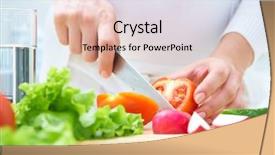  Presentation with salad - Theme having nutrition - human hands cooking vegetables salad background and a lemonade colored foreground