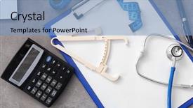  Presentation with weight loss lose text - PPT theme having clinical nutrition - nutritionist's workplace in clinic weight background and a light blue colored foreground