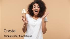  Presentation with ice cream - Cool new PPT layouts with nutrition - portrait of an excited young backdrop and a coral colored foreground