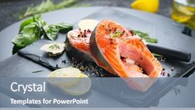  Presentation with food fish - Beautiful slides featuring nutrition - salmon raw trout red fish backdrop and a seafoam green colored foreground
