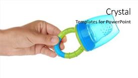  Presentation with baby - Colorful slide set enhanced with woman holding baby's nibbler backdrop and a white colored foreground