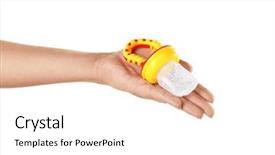  Presentation with baby - Amazing PPT theme having woman holding baby's nibbler backdrop and a  colored foreground