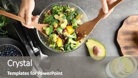  Presentation with salad - Amazing presentation theme having nutrition - woman mixing delicious superfood salad backdrop and a gray colored foreground