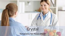  Presentation with weight loss - Colorful theme enhanced with nutrition - young woman at nutritionist's office backdrop and a light blue colored foreground