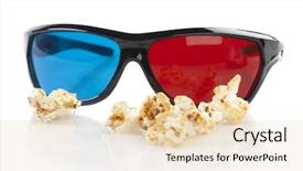  Presentation with cinema - Amazing slide set having nutrition 3d - 3d cinema glasses and popcorn backdrop and a  colored foreground