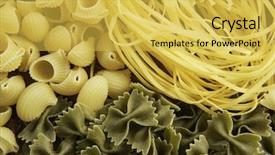  Presentation with macaroni - PPT theme featuring nutrition 3d - close of uncooked macaroni background and a  colored foreground