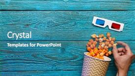  Presentation with popcorn - Presentation design featuring nutrition 3d - people eating popcorn human hands background and a teal colored foreground
