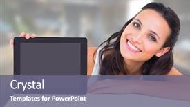  Presentation with tablet - Theme having nutrition 3d - woman holding tablet with office background and a gray colored foreground