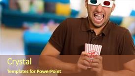  Presentation with elegant man in glasses optics - Cool new presentation theme with nutrition 3d - young man wearing 3d glasses backdrop and a tawny brown colored foreground