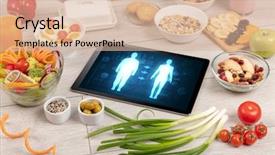  Presentation with healthy - Presentation theme having nutrition app - arrangement of healthy ingredients background and a  colored foreground