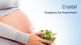  Presentation with pregnant woman - Slide deck featuring nutrition baby - young and pregnant woman background and a sky blue colored foreground