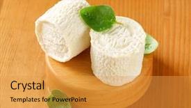  Presentation with cutting board - Cool new slide deck with nutrition bacteria - two piece of goat cheese backdrop and a gold colored foreground