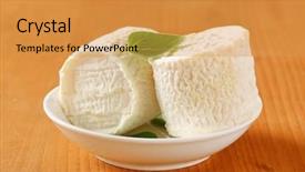  Presentation with bacteria - Slide set featuring nutrition bacteria - two pieces of goat cheese background and a yellow colored foreground