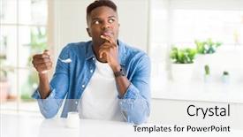  Presentation with african america - Presentation consisting of nutrition brain - african american man eating healthy background and a white colored foreground