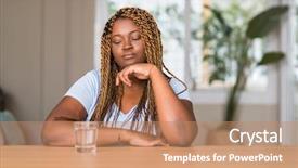  Presentation with african american presenter - PPT theme having nutrition brain - african american woman drinking water background and a  colored foreground