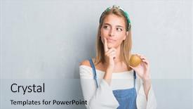  Presentation with kiwi - Beautiful PPT layouts featuring nutrition brain - beautiful young woman over grunge backdrop and a light blue colored foreground