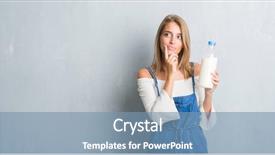  Presentation with brain thinking - Amazing slide set having nutrition brain - beautiful young woman over grunge backdrop and a seafoam green colored foreground