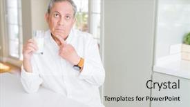  Presentation with child drinking water from glass - PPT layouts consisting of nutrition brain - handsome senior man drinking background and a light gray colored foreground