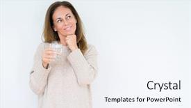  Presentation with drinking glass - Slides featuring nutrition brain - middle age woman drinking glass background and a sky blue colored foreground