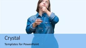  Presentation with down syndrom - Slide deck consisting of nutrition brain - young adult woman with down background and a light blue colored foreground