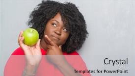  Presentation with african american woman question - Cool new presentation design with nutrition brain - young african american woman backdrop and a  colored foreground