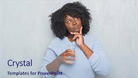  Presentation with african american woman question - Slide set consisting of nutrition brain - young african american woman background and a lemonade colored foreground