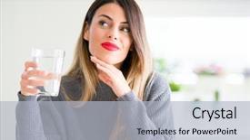  Presentation with drinking glass - PPT layouts with nutrition brain - young beautiful woman drinking glass background and a light gray colored foreground