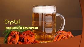  Presentation with beer - Presentation having nutrition cancer - tasty boiled crayfishes and beer background and a tawny brown colored foreground