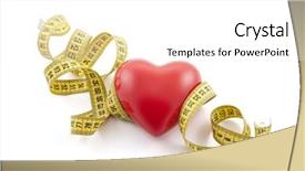  Presentation with nutrition disease - Presentation design with nutrition cardiac disease - red heart with yellow tape background and a white colored foreground