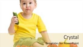  Presentation with healthy eating - Presentation design consisting of nutrition child baby - kid eating healthy food background and a yellow colored foreground