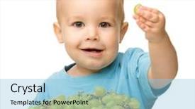  Presentation with eating - Amazing slides having nutrition child - little boy is eating grapes backdrop and a light blue colored foreground