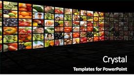  Presentation with nutrition word collage - Cool new PPT layouts with nutrition collage of many pictures backdrop and a  colored foreground