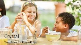  Presentation with african - Amazing presentation theme having nutrition comunity - african boy and a girl backdrop and a lemonade colored foreground