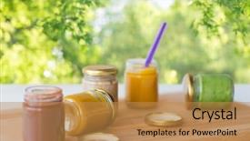  Presentation with healthy nutrition - Colorful presentation theme enhanced with concept - vegetable or fruit puree backdrop and a gold colored foreground