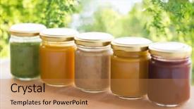  Presentation with healthy nutrition - Cool new PPT theme with concept - vegetable or fruit puree backdrop and a coral colored foreground