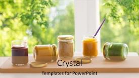  Presentation with healthy nutrition - Beautiful presentation theme featuring concept - vegetable or fruit puree backdrop and a coral colored foreground